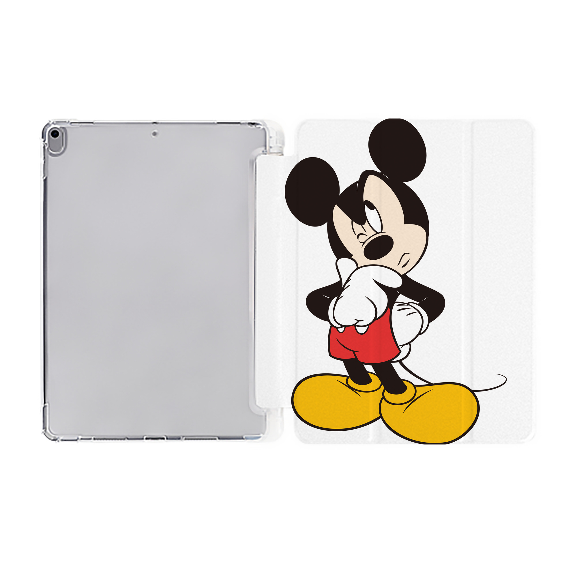 （画像用） ミッキーマウス Mickey Mouse IPad ケース ペン収納付き 三つ折りスタンド PUレザー×シリコン 対応機種9.5/10.5/10.9インチ